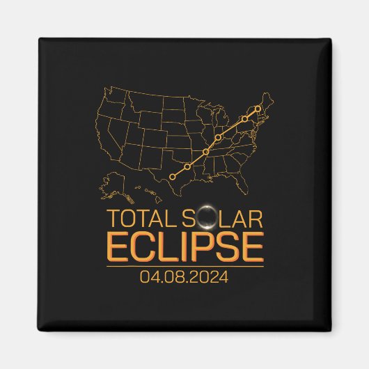 Total Solar Eclipse 8. April 2024 US-Karte Totalit Magnet (Vorne)