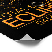 Total Solar Eclipse 8. April 2024 US-Karte Totalit Poster (Ecke)