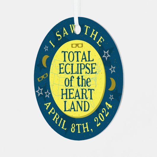 Total Solar Eclipse 8. April 2024 Viewer Souvenir Ornament Aus Metall (Vorderseite links)