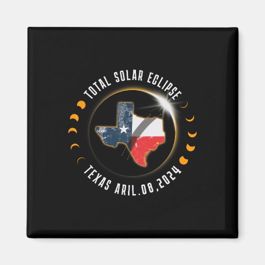 Total Solar Eclipse America Totality Texas 8 April Magnet (Vorne)