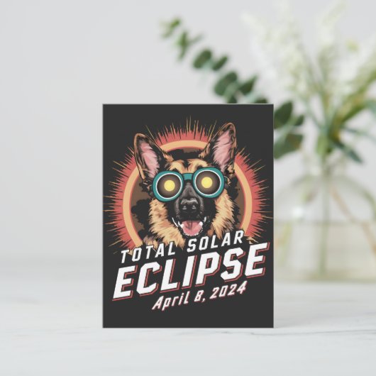 Total Solar Eclipse April 2024 German Shepherd Dog Postkarte (Stehend Vorderseite)