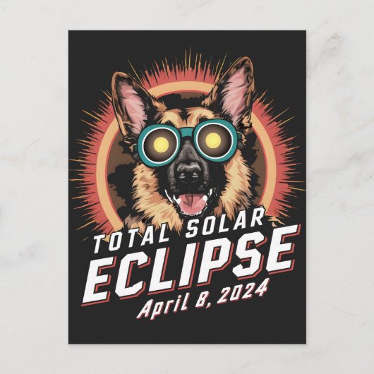 Total Solar Eclipse April 2024 German Shepherd Dog Postkarte (Vorderseite)