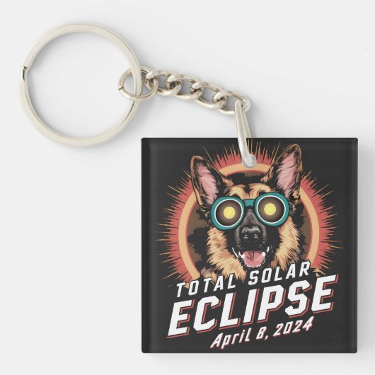 Total Solar Eclipse April 2024 German Shepherd Dog Schlüsselanhänger (Vorderseite)