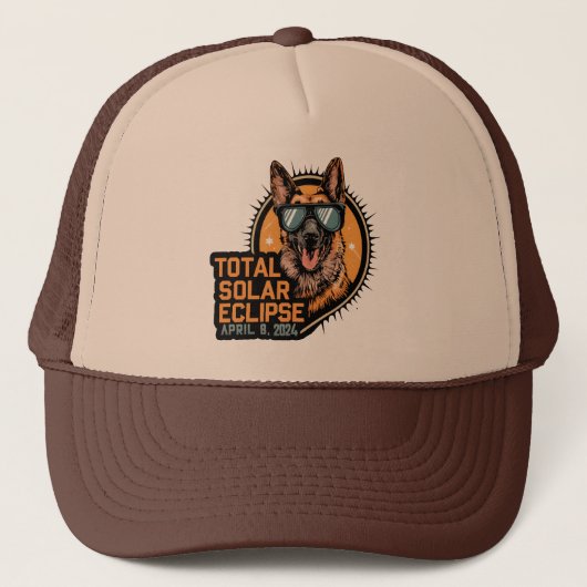Total Solar Eclipse April 2024 German Shepherd Dog Truckerkappe (Vorderseite)