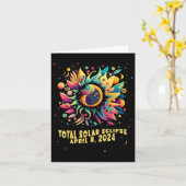 Total Solar Eclipse April 2024 Hippie Pop Art Karte (Gelbe Blume)