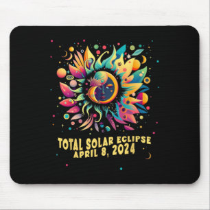 Total Solar Eclipse April 2024 Hippie Pop Art Mousepad
