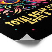 Total Solar Eclipse April 2024 Hippie Pop Art Poster (Ecke)