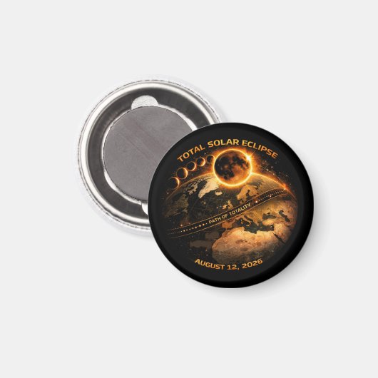 Total Solar Eclipse August 12, 2026 Magnet (Vorderseite/Rückseite)