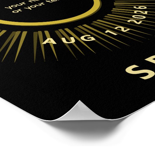 Total solar eclipse August 2026 add your text Poster (Ecke)