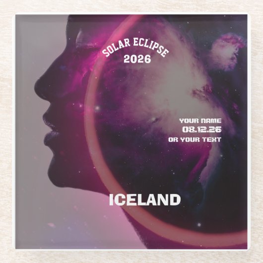 Total solar eclipse August 2026 text personalized Glasuntersetzer (Vorderseite)