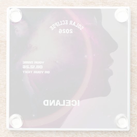 Total solar eclipse August 2026 text personalized Glasuntersetzer (Rückseite)