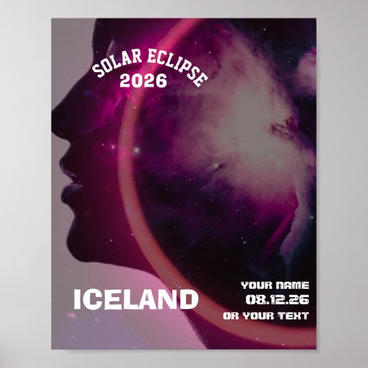 Total solar eclipse August 2026 text personalized Poster (Vorne)