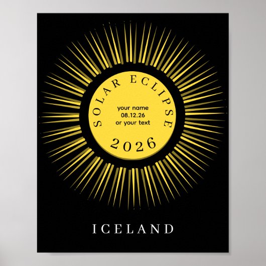 Total solar eclipse August 2026 text personalized Poster (Vorne)