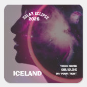 Total solar eclipse August 2026 text personalized Quadratischer Aufkleber (Vorderseite)