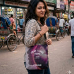 Total solar eclipse August 2026 text personalized Tragetasche<br><div class="desc">This design shows the side profile of a human face created with soft abstract shapes and glowing pink and purple light effects. The smooth curves and bright highlights give the image a futuristic and artistic feel. The dark background makes the glowing colors stand out, creating a mysterious and elegant look....</div>