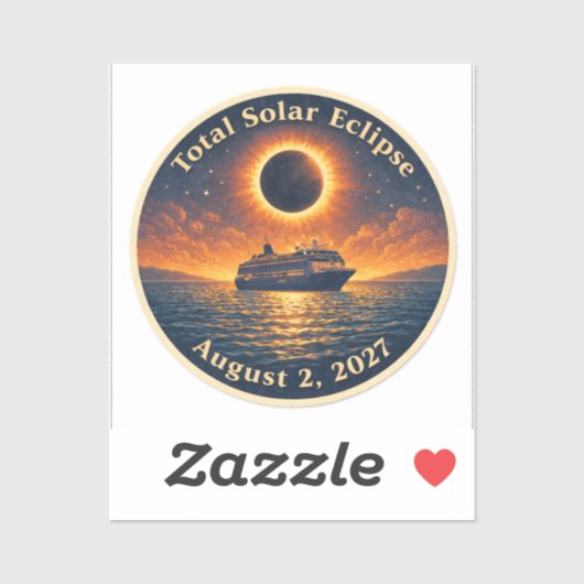 Total Solar Eclipse August 2 2027 cruise ship  Aufkleber (Blatt)