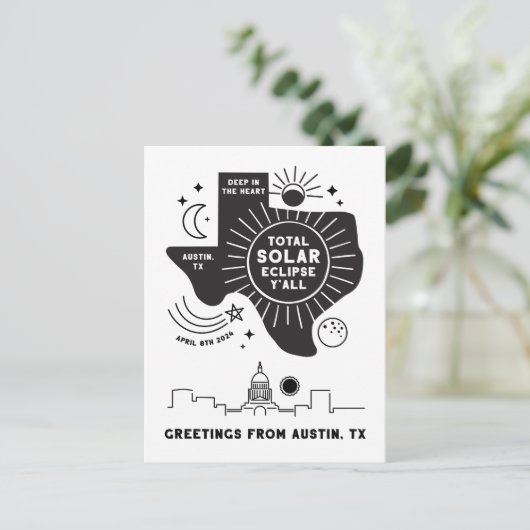 Total Solar Eclipse Austin Texas Postcard Postkarte (Stehend Vorderseite)