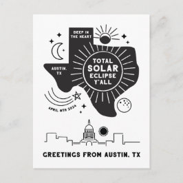 Total Solar Eclipse Austin Texas Postcard Postkarte