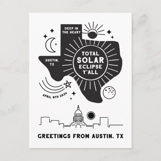 Total Solar Eclipse Austin Texas Postcard Postkarte (Vorderseite)