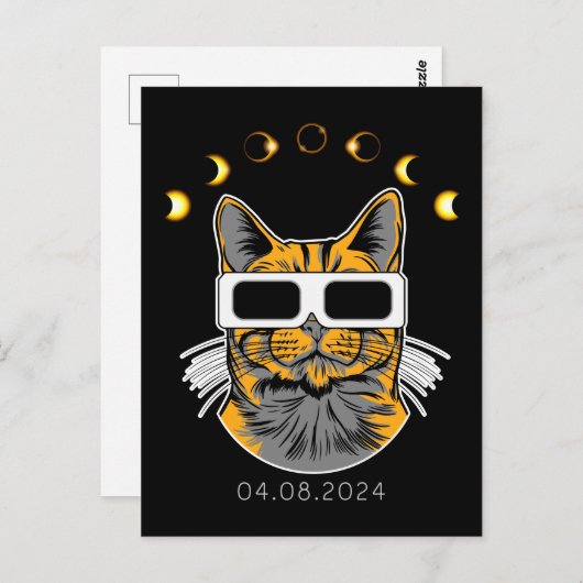 Total Solar Eclipse Cat Solar viewer 8 April 2024 Postkarte (Vorne/Hinten)