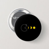 Total Solar Eclipse Fun Gamer Eating Solar Men Boy Button (Vorne & Hinten)