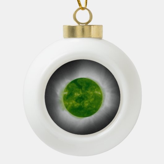 Total Solar Eclipse Green Corona Keramik Kugel-Ornament (Vorderseite)