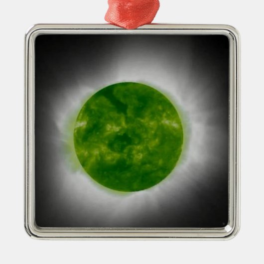 Total Solar Eclipse Green Corona Silbernes Ornament (Vorne)