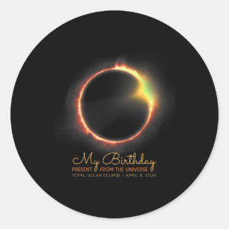 Total Solar Eclipse Mein Geburtstag 8. April 2024 Runder Aufkleber
