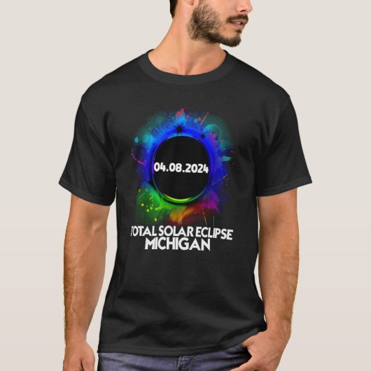 Total Solar Eclipse Michigan 2024 Colorful Totalit T-Shirt (Vorderseite)