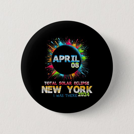 Total Solar Eclipse New York 2024 Farbenfrohe Tota Button (Vorderseite)