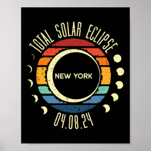Total Solar Eclipse New York Retro 04.08.24 Men Wo Poster