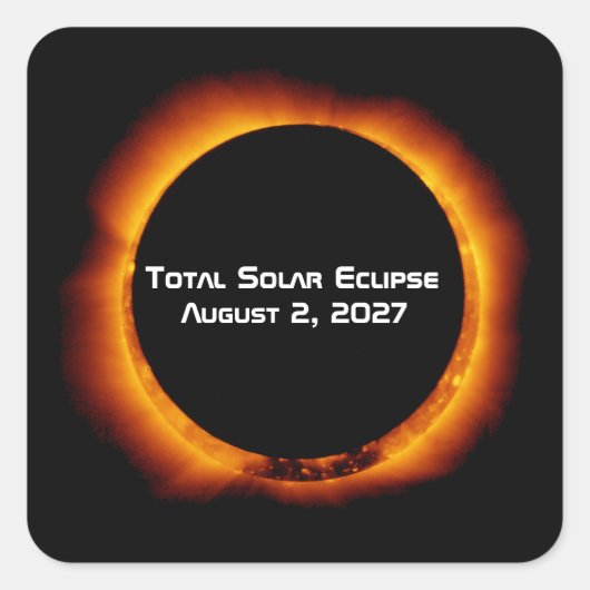 Total Solar Eclipse of the Century 2027 Quadratischer Aufkleber (Vorderseite)