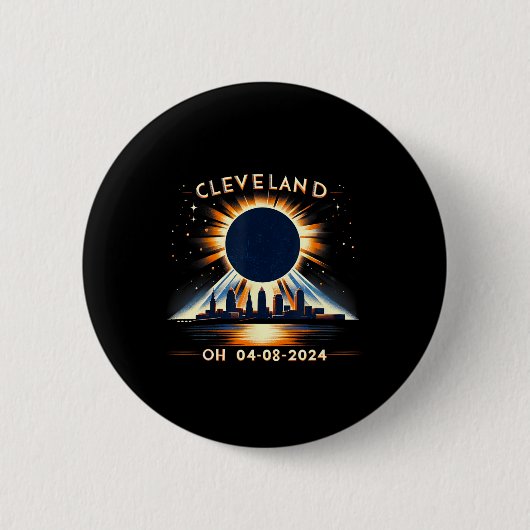 Total Solar Eclipse Oh April 08 2024 Cleveland Sol Button (Vorderseite)