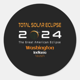 Total Solar Eclipse Path 2024 Washington Indiana I Runder Aufkleber