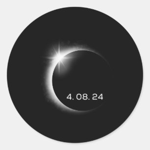 Total Solar Eclipse Spring 8. April 2024 Amerika Runder Aufkleber