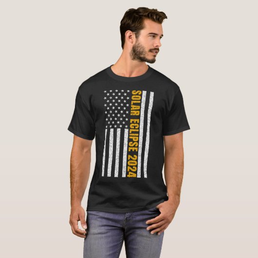 Total Solar Eclipse USA 8. April 2024 US-Flagge T-Shirt (Vorne ganz)