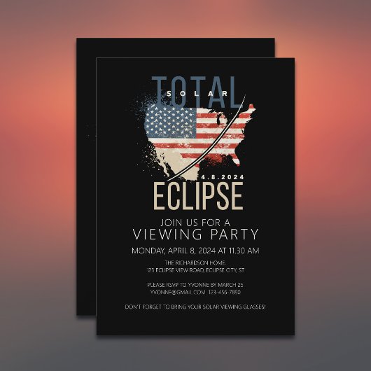 Total Solar Eclipse USA Map Viewing Party Einladung