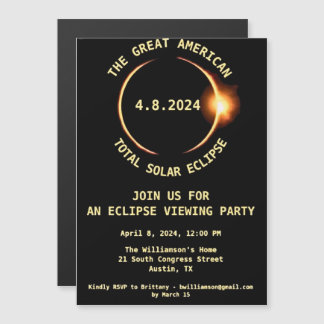Total Solar Eclipse Viewing Party 4/8/2024 USA Inv Magneteinladung