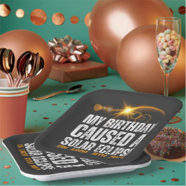 total Sonnenfinsternis Geburtstag 4-8-2024 Brauch Pappteller