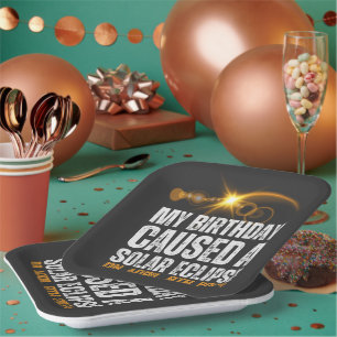 total Sonnenfinsternis Geburtstag 4-8-2024 Brauch Pappteller