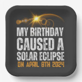 total Sonnenfinsternis Geburtstag 4-8-2024 Brauch Pappteller (Vorderseite)