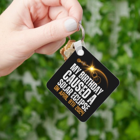 total Sonnenfinsternis Geburtstag 4-8-2024 Brauch Schlüsselanhänger (Hand)