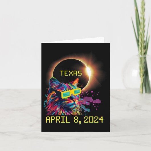 Total Total Solar Eclipse Cat 8. April 2024 Texa Karte (Vorderseite)