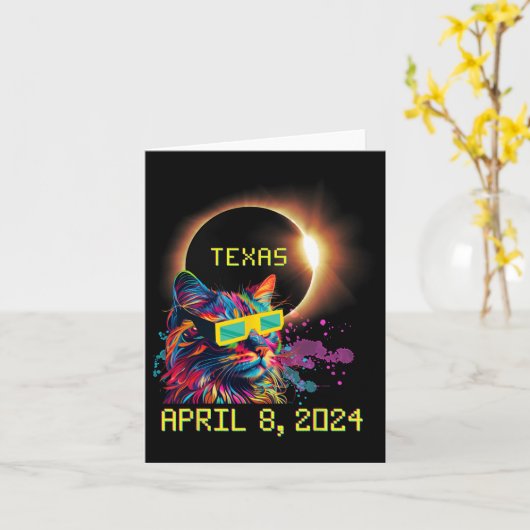 Total Total Solar Eclipse Cat 8. April 2024 Texa Karte (Gelbe Blume)