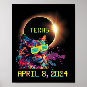 Total Total Solar Eclipse Cat 8. April 2024 Texa Poster
