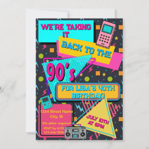 Total verrückte 80er / 90er Themenparty-Einladung Einladung