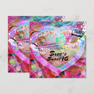 Total verrückte 80er bunte lustige Herzparty-Einla Einladung