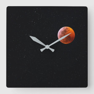 Totale Mondfinsternis Blood Moon   Big Island Hawa Quadratische Wanduhr