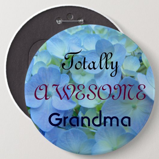 Totale Phantastische Granma-Knöpfe Blue Hydrangeas Button (Vorne & Hinten)