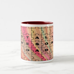 Totale Phantastische Vater Rätsel Text rosa/braun  Zweifarbige Tasse